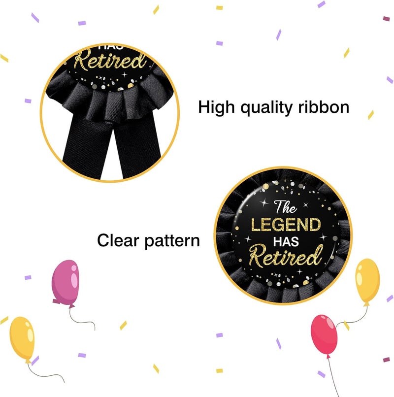 WOWOPA The Legend Has Retired Badge Pin, Black Satin Fabric Retired and Retirement Farewell/Going Away Corsage Button Pin Party Decoration - Image 3